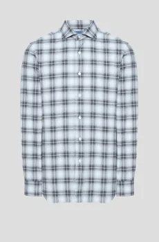 Мужская серая рубашка в клетку Серый 41 Barba Napoli L4U13P0150039