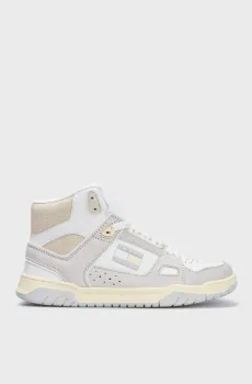 Женские белые кожаные кроссовки TOMMY JEANS WMN SKATE MID Белый 37 Tommy Jeans EN0EN02027