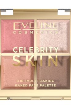 Многофункциональная палетка для контуринга лица Eveline Cosmetics Celebrity Skin 4 In 1 Multitasking Baked Face Palette, 16 г
