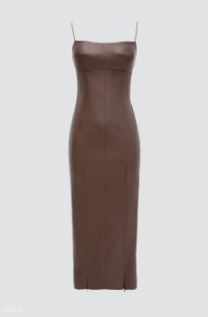 Коричнева сукня міді з розрізами