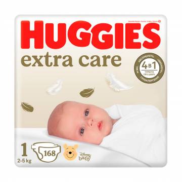 Подгузники Huggies Extra Care Box размер 1 (2-5 кг), 168 шт Подгузники Huggies Extra Care Box размер 1 (2-5 кг), 168 шт