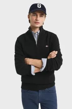 Мужская черная кофта CASUAL COTTON HALF ZIP Черный M Gant 8030170