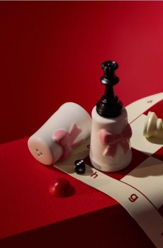 Набір доломітових солонки та перечниці з мотивом банта 2 штуки - білий