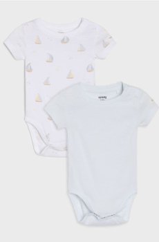 Бавовняне боді з мотивом вітрильника 2 pack - білий