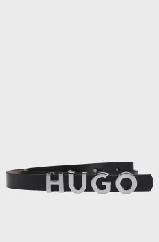 Женский черный кожаный ремень Черный 80 HUGO 50536876;001