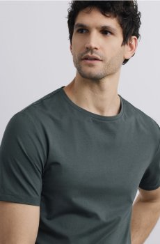 Reserved - Футболка звичайного крою з мерсеризованої бавовни - сіро-зелений - 980IR-96X