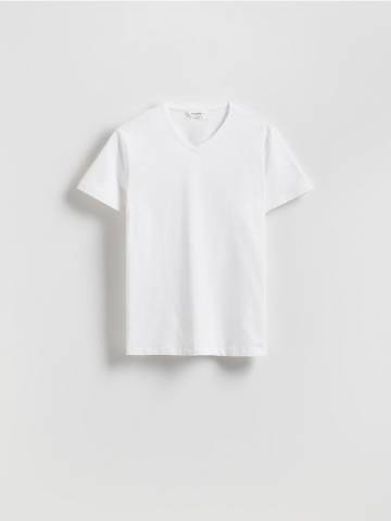 Reserved - Футболка slim з V-подібним вирізом - білий - 8665H-00X Reserved - Футболка slim з V-подібним вирізом - білий - 8665H-00X