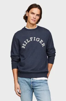 Мужской темно-синий свитшот HILFIGER ARCHED HTR Синий S Tommy Hilfiger MW0MW34448