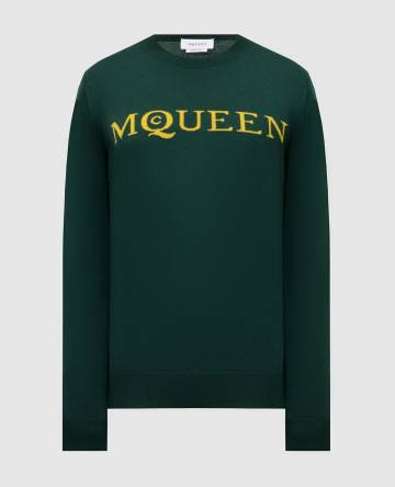 Зеленый джемпер из шерсти с логотипом