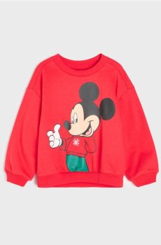 Бавовняний світшот crewneck з принтом Mickey Mouse - червоний