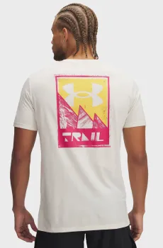 Мужская белая футболка UA TRAIL RUN GRAPHIC Белый S Under Armour 1389812-279
