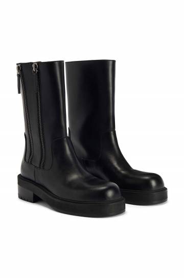 Кожаные полусапожки Giuseppe Zanotti Morris женские цвет чёрный на плоском ходу I470012.002 Кожаные полусапожки Giuseppe Zanotti Morris женские цвет чёрный на плоском ходу I470012.002
