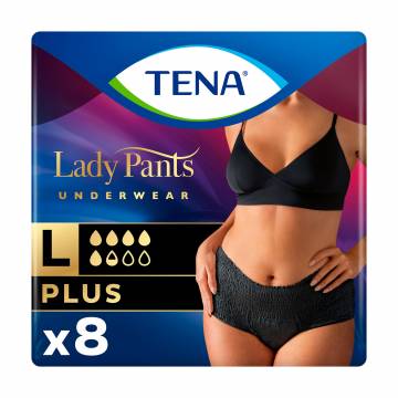 Урологические трусы женские TENA Lady Slim Pants Plus Black, размер L, 8 шт Урологические трусы женские TENA Lady Slim Pants Plus Black, размер L, 8 шт