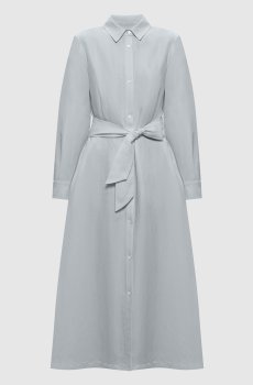 Зеленое платье-рубашка с льном