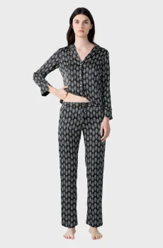 Женские черные брюки с узором NEX Черный S Etam 6550811