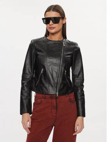 Patrizia Pepe Шкіряна куртка CO0361/L1HZ-K103 Чорний Regular Fit Patrizia Pepe Шкіряна куртка CO0361/L1HZ-K103 Чорний Regular Fit