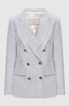 Голубой двусторонний жакет с льном