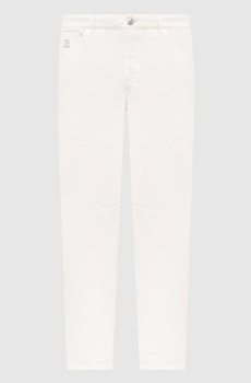 Джинсы цвета айвори с логотипом патча