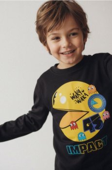 Бавовняна футболка з принтом Pacman - чорний