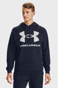 Мужское темно-синее худи UA Rival Fleece Big Logo HD Синий S Under Armour 1357093-410