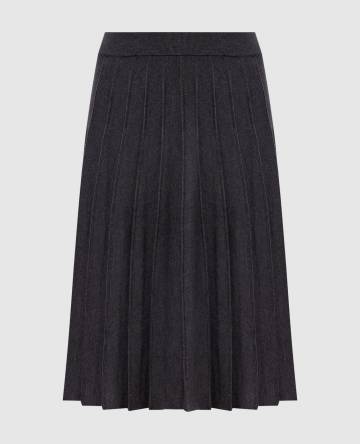 Серая юбка-плиссе из шерсти и шелка