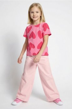 Джинси wide leg - пастельний рожевий