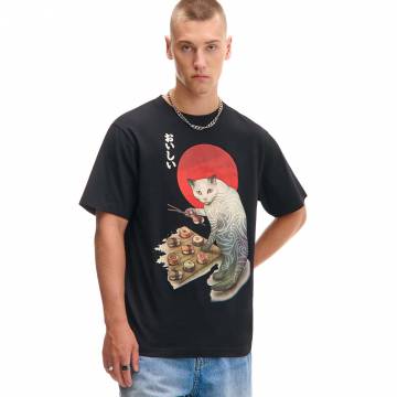 Cropp - Чорна футболка з принтом - чорний Cropp - Чорна футболка з принтом - чорний