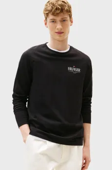 Мужской черный лонгслив HILFIGER STACK Черный S Tommy Hilfiger MW0MW41293
