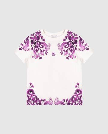 Детская белая футболка в принт Майолика