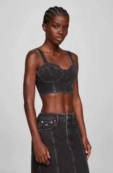 Женский черный джинсовый топ BUSTIER Черный XS Tommy Jeans DW0DW17699
