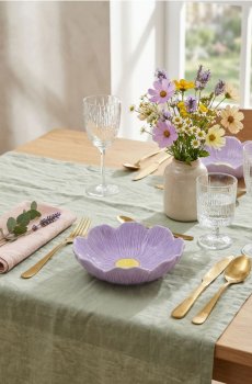 Керамічна миска з квітковим мотивом - Фіолетовий