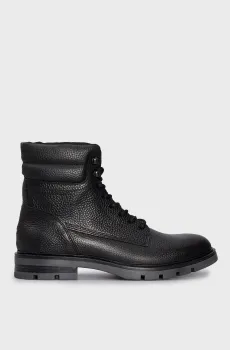 Мужские черные кожаные ботинки WARM PADDED HILFIGER LTH BOOT Черный 41 Tommy Hilfiger FM0FM04802