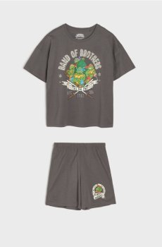 Бавовняна двочастинна піжама з принтом Teenage Mutant Ninja Turtles - темно-сірий