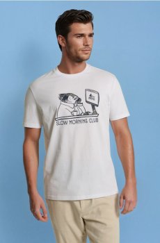 Бавовняна oversize футболка з принтом - білий