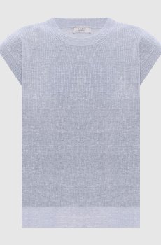 Голубой топ с льном