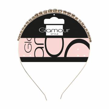 Обруч для волос Inter-Vion Glamour с круглыми кристаллами, металлический, золотистый, 1 шт Обруч для волос Inter-Vion Glamour с круглыми кристаллами, металлический, золотистый, 1 шт
