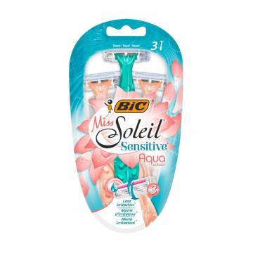 Одноразовые станки для бритья BIC Miss Soleil Sensitive Aqua женские, 3 шт Одноразовые станки для бритья BIC Miss Soleil Sensitive Aqua женские, 3 шт