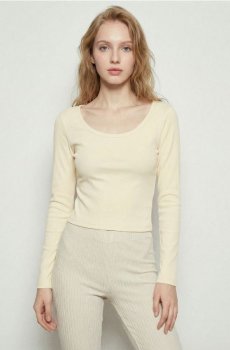Бавовняна блузка з довгими рукавами - світло-жовтий