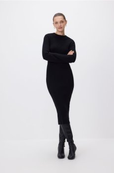 Reserved - Плаття в рубчик з віскозою - чорний - 466HI-99X