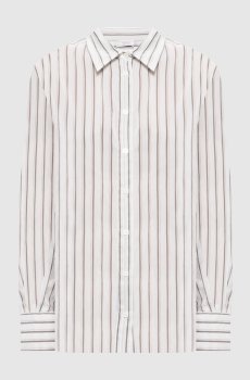 Белая рубашка с шелком в полоску