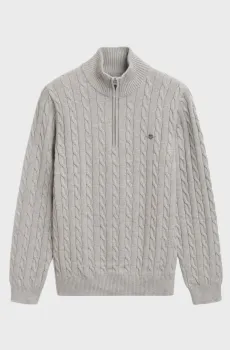 Мужская серая кофта COTTON CABLE HALF ZIP Серый XL Gant 8050603