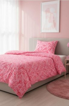 Комплект постільної білизни з візерунком бантиків - фуксія