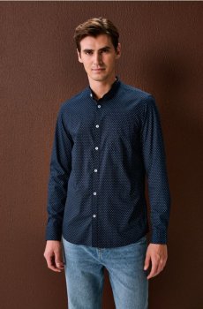 Сорочка з довгим рукавом з візерунком - темно-синій