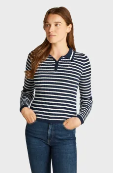 Женское поло в полоску TJW ESSENTIAL LS POLO Разноцветный M Tommy Jeans DW0DW19887