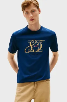 Мужская темно-синяя футболка DIWALI INTERLOCK Синий M Tommy Hilfiger MW0MW39569