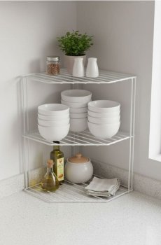 Трирівнева металева підлогова полиця - білий