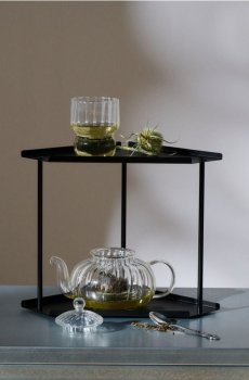 Сталева кутова дворівнева полиця - чорний