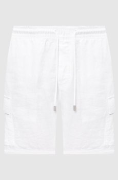 Белые шорты-карго из льна