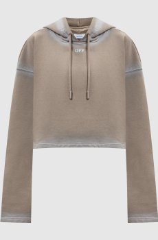 Коричневые укороченные худи Spray с принтом логотипа