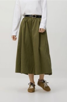 Reserved - Мідіспідниця з поясом - темно-зелений - 125GL-79X
